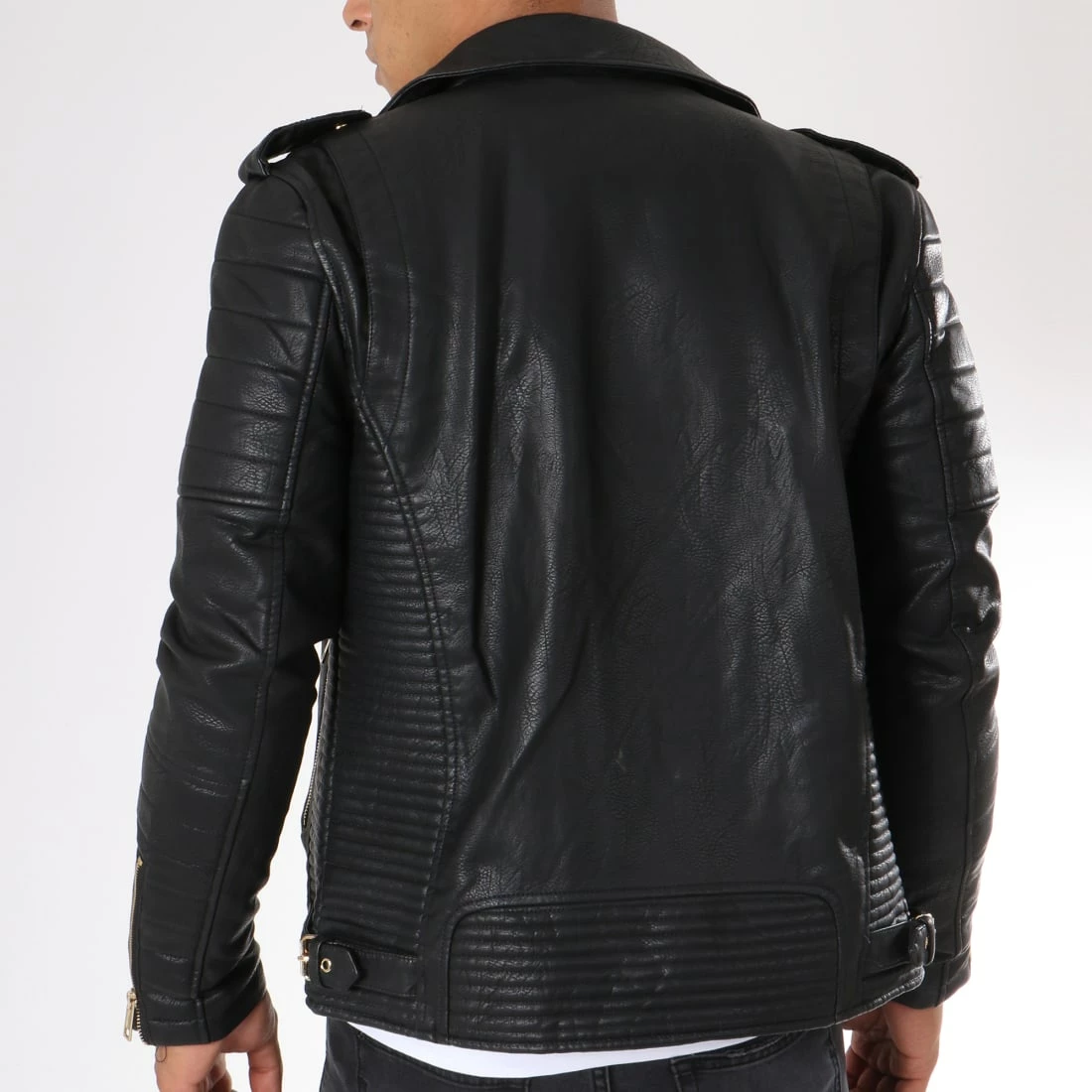 Coupon 🤩 Veste Biker SK011 Noir Doré de Frilivin 🔥 7 Coupon 🤩 Veste Biker SK011 Noir Doré de Frilivin 🔥 – Image 5