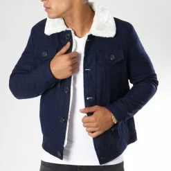 Promos Frilivin Magasin 7 Vente flash 🎉 Veste Col Mouton QQ511 Bleu Marine de Frilivin 👏