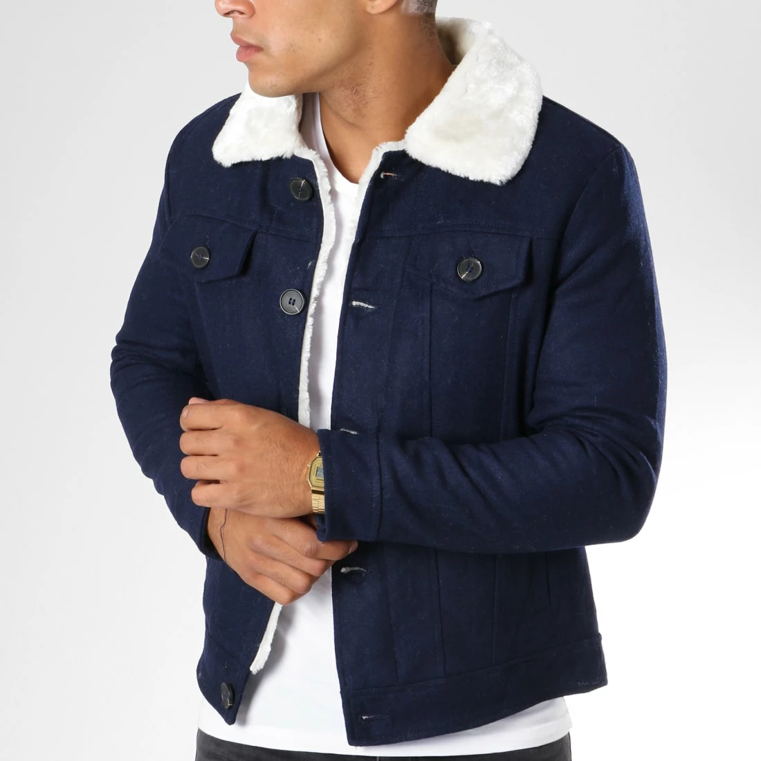 Vente flash 🎉 Veste Col Mouton QQ511 Bleu Marine de Frilivin 👏 6 Vente flash 🎉 Veste Col Mouton QQ511 Bleu Marine de Frilivin 👏 – Image 4