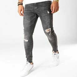 Vente flash 🧨 Jean Super Skinny Fit VJ215 Gris Anthracite de Frilivin ⌛