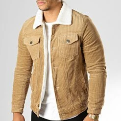 Le moins cher 👏 Veste Velours Col Mouton QQ536 Beige de Frilivin ⌛