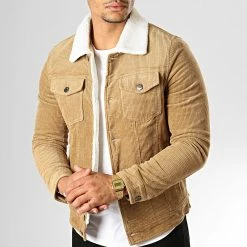Le moins cher 👏 Veste Velours Col Mouton QQ536 Beige de Frilivin ⌛ -Promos Frilivin Magasin frilivin 193236 QQ536 5 20190813T143206 04