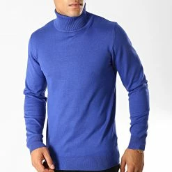 Acheter ⭐ Pull Col Roulé M009 Bleu Roi de Frilivin 😀