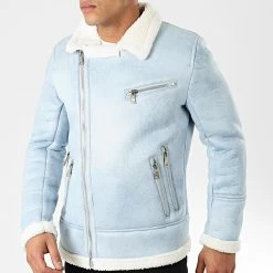Acheter 😍 Veste Col Mouton QQ551 Bleu Ciel de Frilivin 🥰 -Promos Frilivin Magasin frilivin 203189 QQ551 14 20191112T125500 03