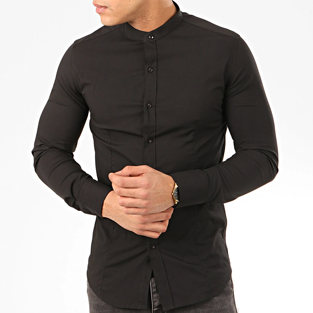 Grosses soldes 🧨 Chemise Manches Longues Col Mao NS-7229 Noir de Frilivin 👍 5 Grosses soldes 🧨 Chemise Manches Longues Col Mao NS-7229 Noir de Frilivin 👍 – Image 3