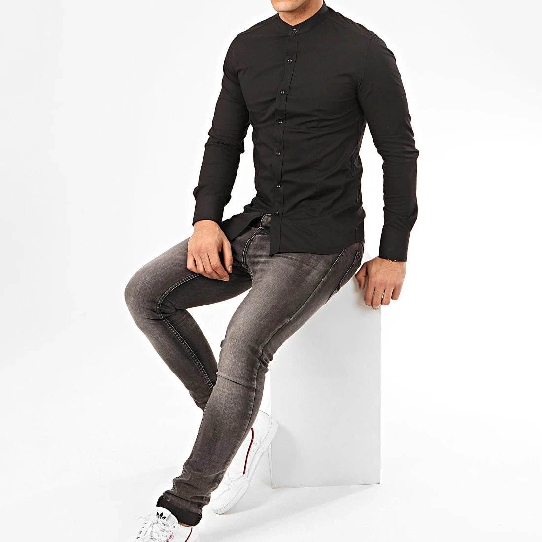 Grosses soldes 🧨 Chemise Manches Longues Col Mao NS-7229 Noir de Frilivin 👍 6 Grosses soldes 🧨 Chemise Manches Longues Col Mao NS-7229 Noir de Frilivin 👍 – Image 4