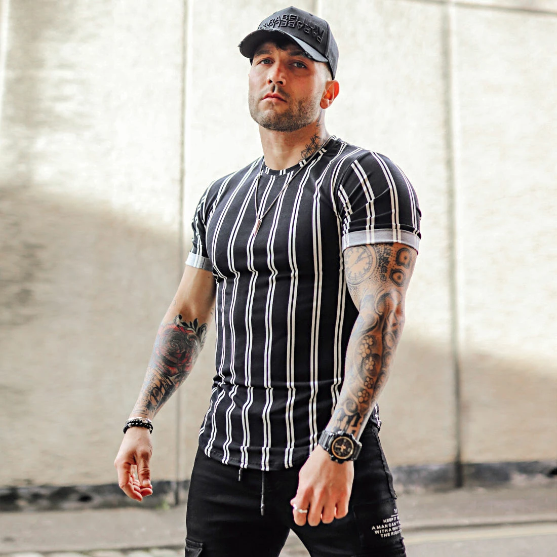 Tout neuf ✨ Tee 👕 Shirt Oversize A Rayures 13883 Noir de Frilivin 🔔 5 Tout neuf ✨ Tee 👕 Shirt Oversize A Rayures 13883 Noir de Frilivin 🔔 – Image 3