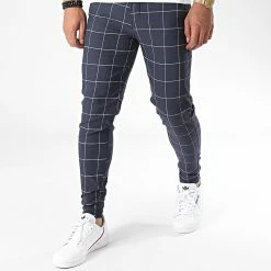 Coupon 😍 Pantalon A Carreaux 1719 Bleu Marine de Frilivin 🌟