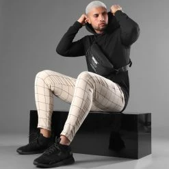 Meilleure affaire 😀 Pantalon A Carreaux 1719 Beige de Frilivin ❤️ -Promos Frilivin Magasin frilivin 226616 FAB 1719 BEIGE TPDT 20210210T122035 06