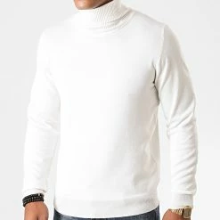 Grosses soldes 🌟 Pull Col Roulé M-004 Blanc de Frilivin 🧨