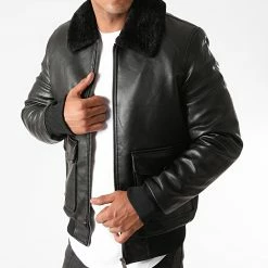 Promo 😉 Veste Col Mouton QQ606 Noir de Frilivin 👏