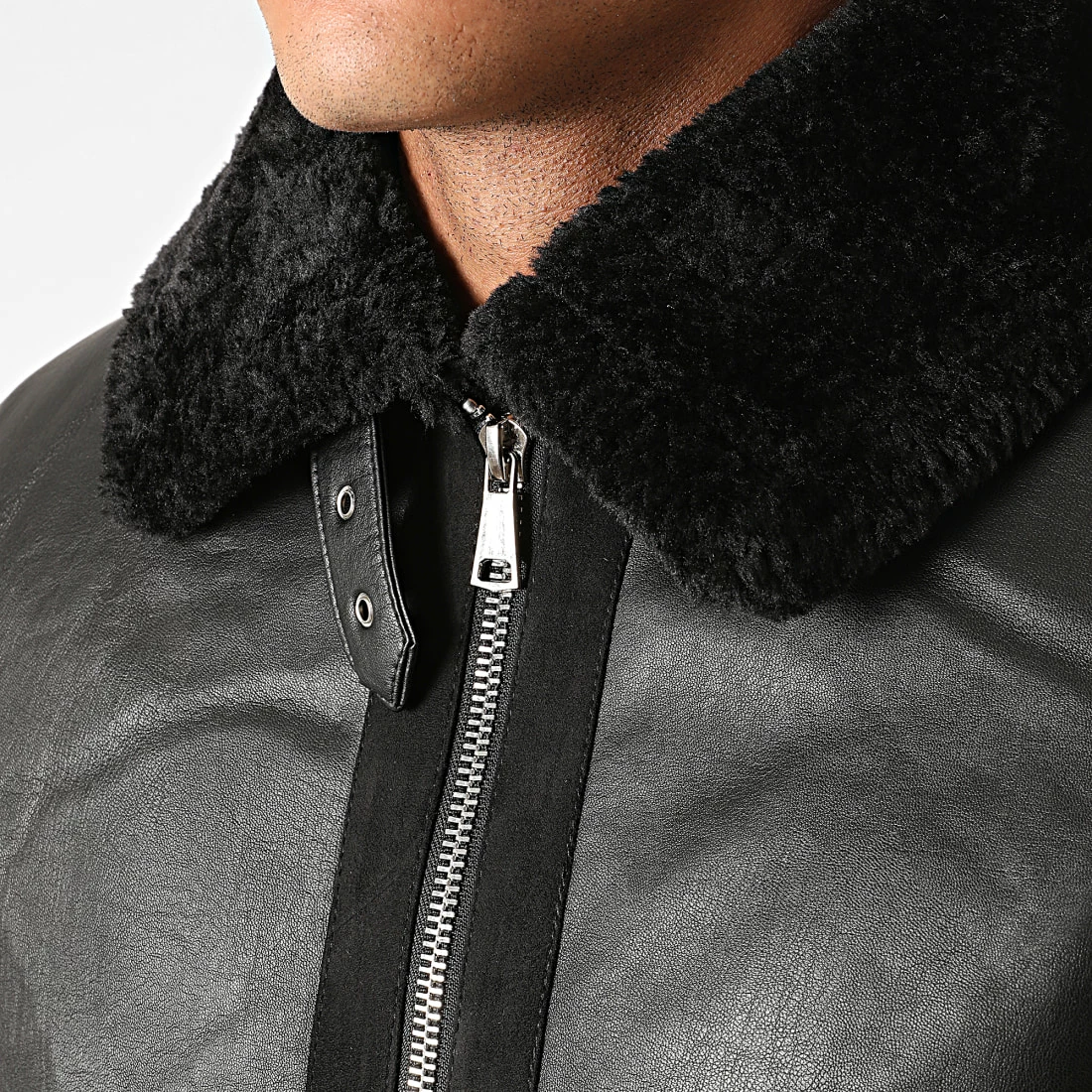 Coupon ⭐ Veste Bombardier Col Mouton QQ565 Noir de Frilivin 👏 4 Coupon ⭐ Veste Bombardier Col Mouton QQ565 Noir de Frilivin 👏 – Image 2