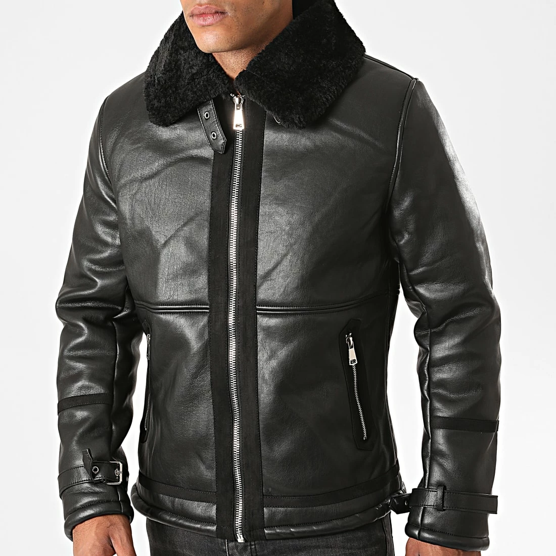 Coupon ⭐ Veste Bombardier Col Mouton QQ565 Noir de Frilivin 👏 5 Coupon ⭐ Veste Bombardier Col Mouton QQ565 Noir de Frilivin 👏 – Image 3