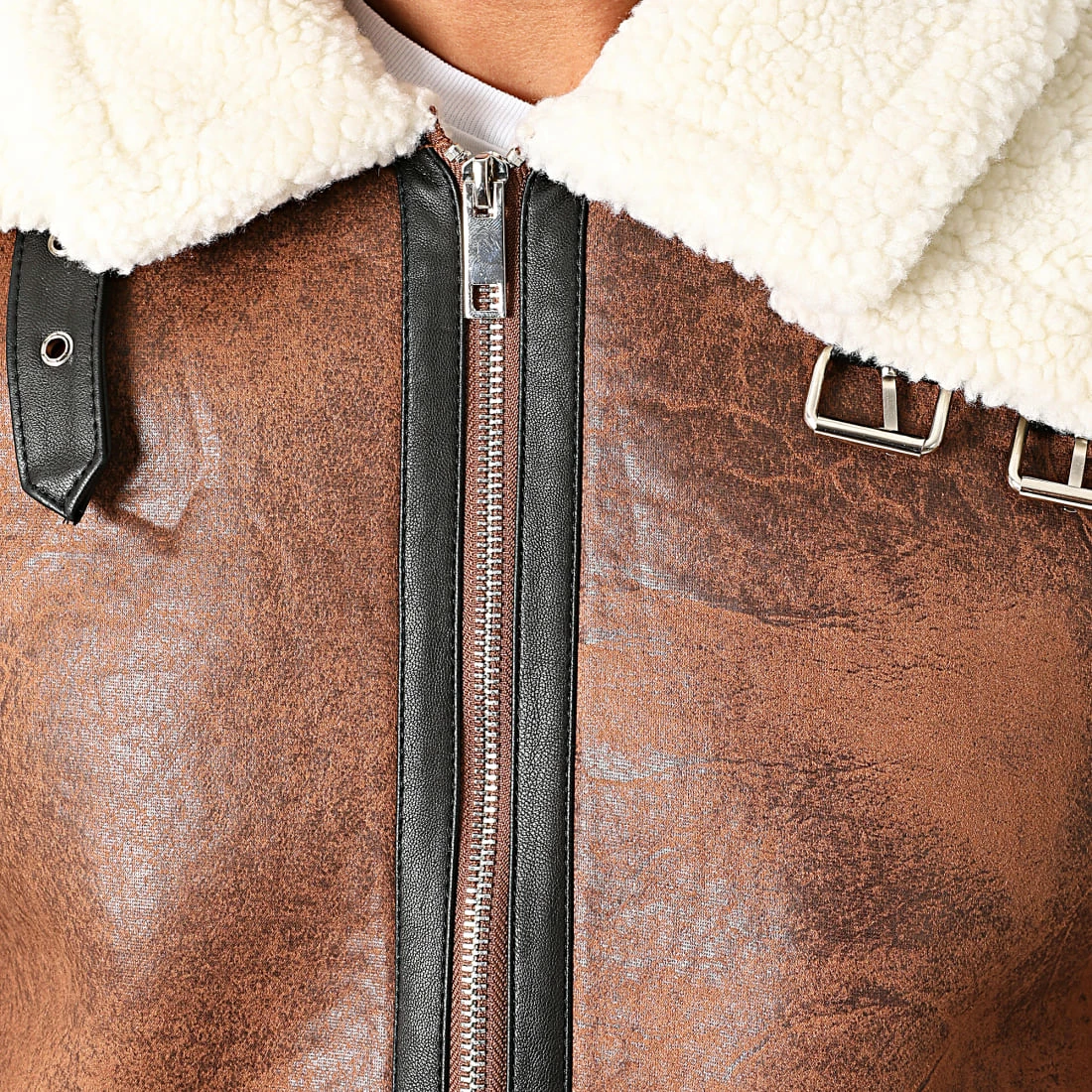 Le moins cher 👍 Blouson Bombardier Col Mouton QQ568 Marron de Frilivin 🧨 4 Le moins cher 👍 Blouson Bombardier Col Mouton QQ568 Marron de Frilivin 🧨 – Image 2