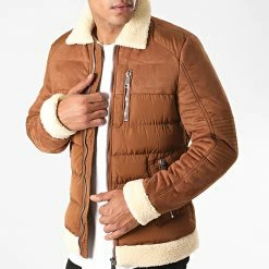 Vente flash 🛒 Veste Col Mouton AB6628 Marron de Frilivin 😍