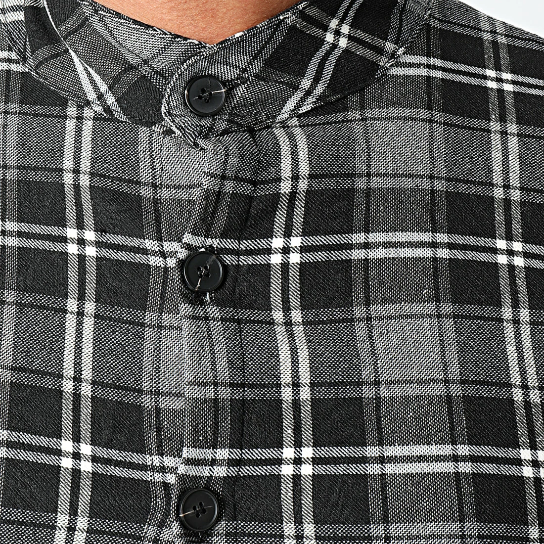 Nouveau 🎉 Chemise Manches Longues A Carreaux 4119 Noir Gris Chiné de Frilivin 🔔 4 Nouveau 🎉 Chemise Manches Longues A Carreaux 4119 Noir Gris Chiné de Frilivin 🔔 – Image 2