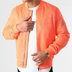 Coupon 🤩 Veste Bomber Suédine BB003 Orange de Frilivin 💯