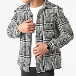 Remise 😀 Surchemise A Carreaux 4115 Noir Blanc de Frilivin 👏