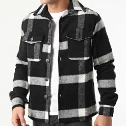 Le moins cher 🛒 Surchemise A Carreaux 4139 Noir Gris de Frilivin 🎉