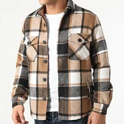 Meilleure vente ✔️ Surchemise A Carreaux HP03210 Beige Gris de Frilivin 🤩 -Promos Frilivin Magasin frilivin 251401 HP03210 9 20210210T163055 03