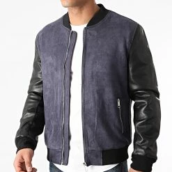 De gros 🌟 Veste Zippée Suédine QQ651 Bleu Marine Noir de Frilivin 🧨 -Promos Frilivin Magasin frilivin 253815 QQ651 3 20210302T093555 03