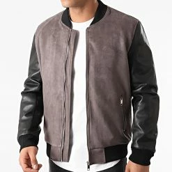 Vente flash ⭐ Veste Zippée Suédine QQ651 Gris Noir de Frilivin 👍 -Promos Frilivin Magasin frilivin 253818 QQ651 4 20210302T094556 03