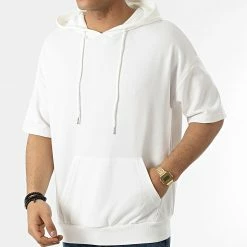 Offres 🎁 Sweat Capuche Manches Courtes BM1140 Ecru de Frilivin 😉