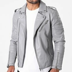 Promos Frilivin Magasin 37 Nouveau 🧨 Veste Biker SK011 Gris de Frilivin ✔️