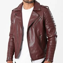 Meilleure vente ❤️ Veste Biker SK011 Bordeaux de Frilivin 🛒