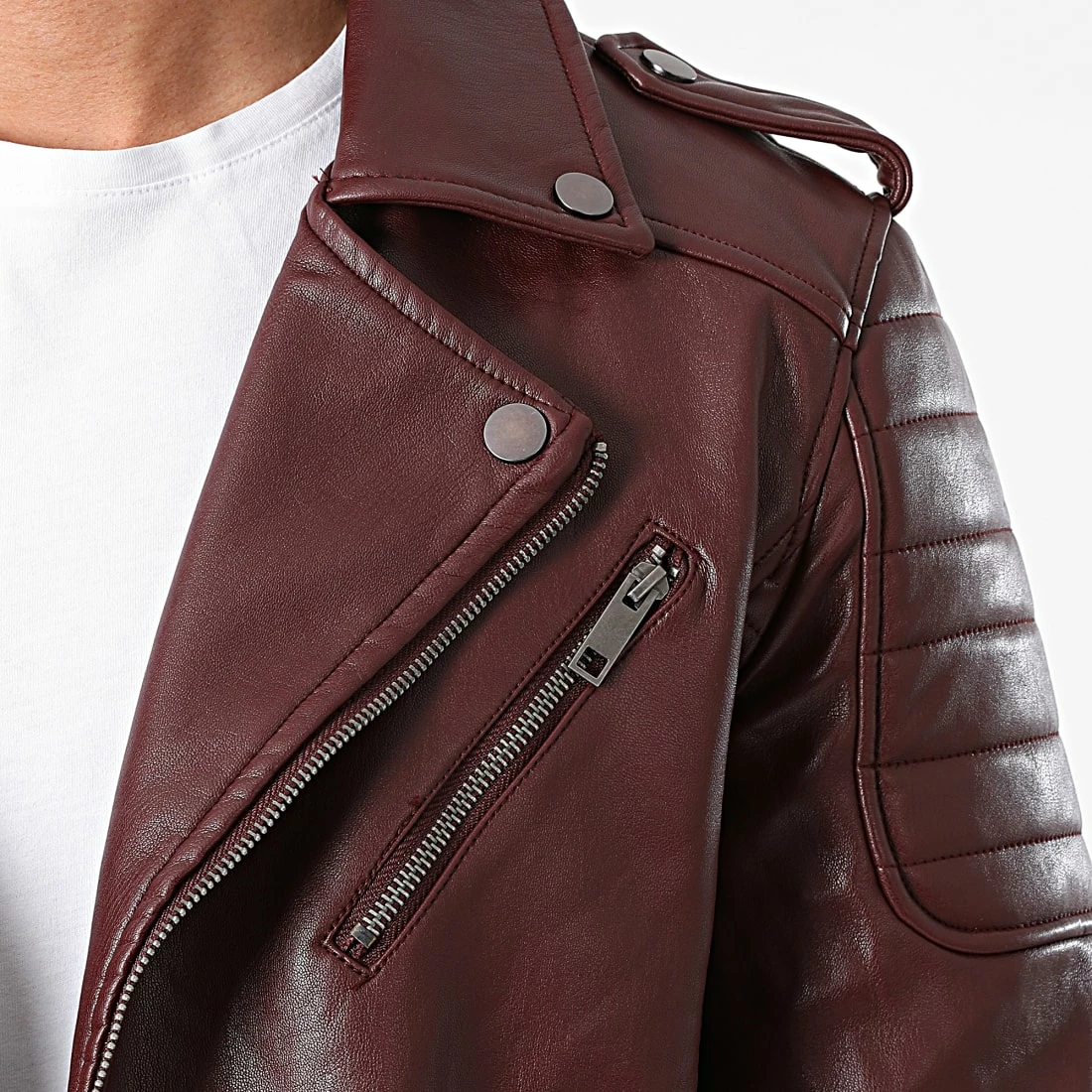 Meilleure vente ❤️ Veste Biker SK011 Bordeaux de Frilivin 🛒 4 Meilleure vente ❤️ Veste Biker SK011 Bordeaux de Frilivin 🛒 – Image 2