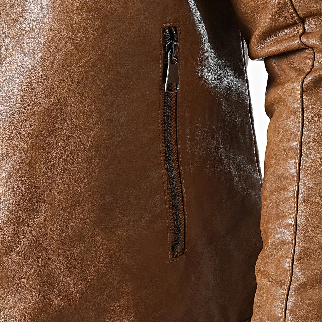 Promo ⌛ Veste Biker L905 Marron de Frilivin ⭐ 4 Promo ⌛ Veste Biker L905 Marron de Frilivin ⭐ – Image 2