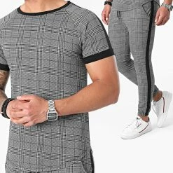 De gros 😍 Ensemble De Survêtement A Carreaux Et Bandes 5003-A Gris Anthracite Noir de Frilivin ✨
