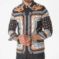 Bon marché 🎁 Chemise Manches Longues BM1245 Blanc Noir Renaissance Floral de Frilivin 🔔 -Promos Frilivin Magasin frilivin 263943 BM1245 1 20210427T153551 03