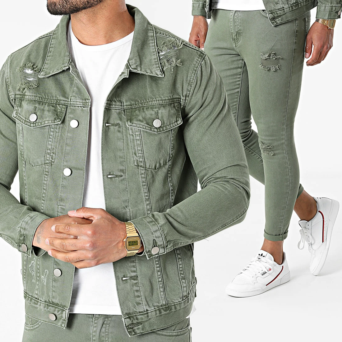 Meilleure vente 😀 Ensemble Veste Et Jean Super Skinny VJ318 Vert Kaki de Frilivin 🔔 3 Meilleure vente 😀 Ensemble Veste Et Jean Super Skinny VJ318 Vert Kaki de Frilivin 🔔