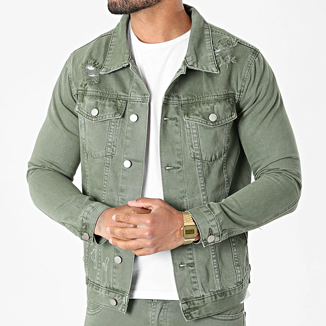 Meilleure vente 😀 Ensemble Veste Et Jean Super Skinny VJ318 Vert Kaki de Frilivin 🔔 4 Meilleure vente 😀 Ensemble Veste Et Jean Super Skinny VJ318 Vert Kaki de Frilivin 🔔 – Image 2