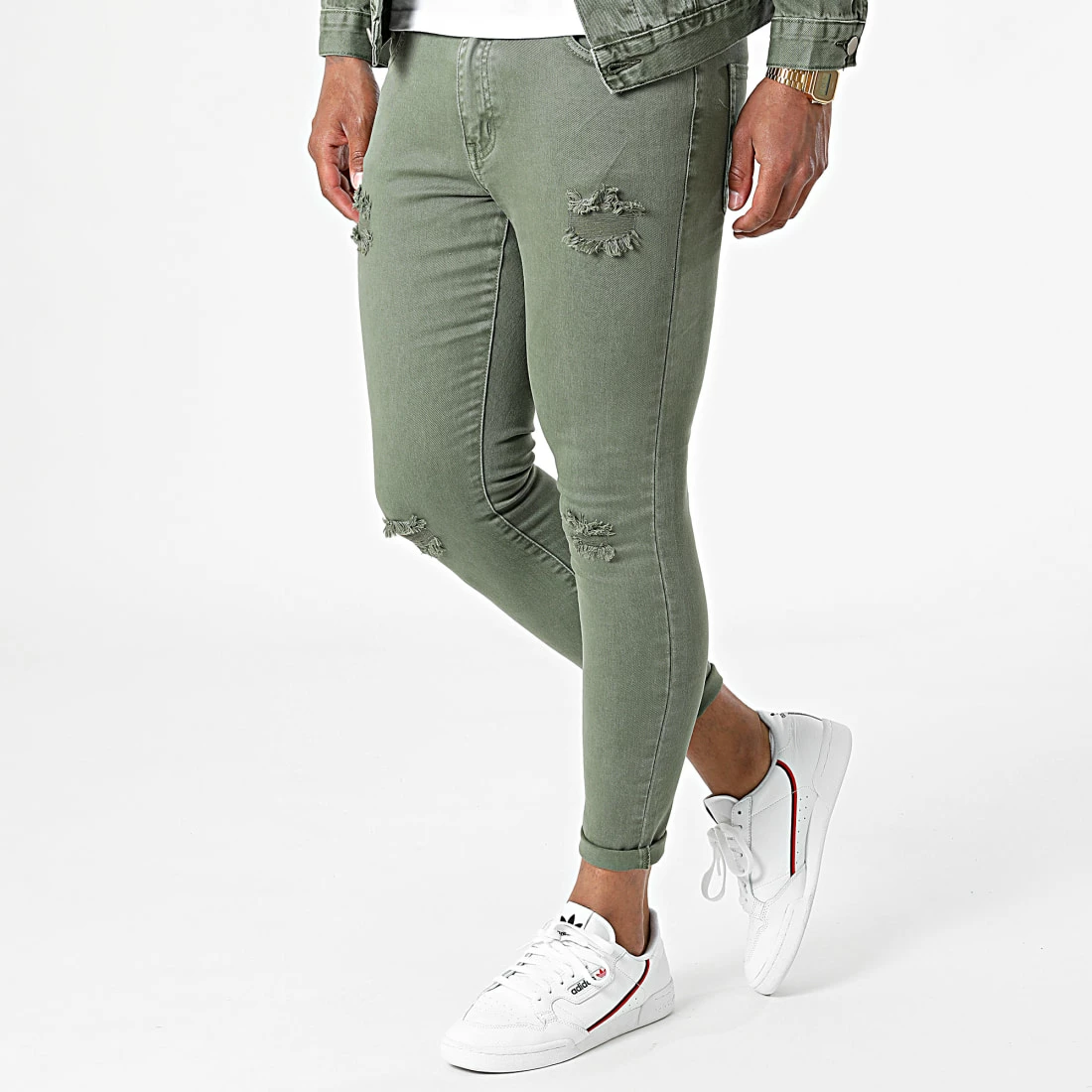 Meilleure vente 😀 Ensemble Veste Et Jean Super Skinny VJ318 Vert Kaki de Frilivin 🔔 7 Meilleure vente 😀 Ensemble Veste Et Jean Super Skinny VJ318 Vert Kaki de Frilivin 🔔 – Image 5
