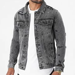 De gros 🔥 Veste Jean VJ320 Gris de Frilivin 😀