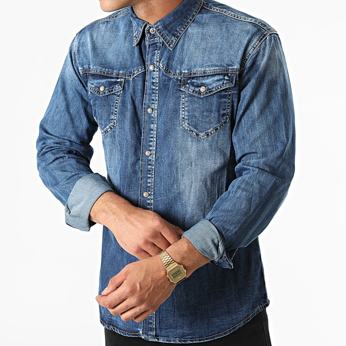 Grosses soldes ⭐ Chemise Manches Longues Jean CA-0024 Bleu Denim de Frilivin 👏 5 Grosses soldes ⭐ Chemise Manches Longues Jean CA-0024 Bleu Denim de Frilivin 👏 – Image 3