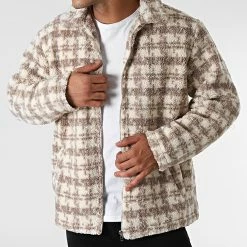 Tout neuf ✔️ Veste Zippée BM1328 Carreaux Beige Gris de Frilivin 🎁