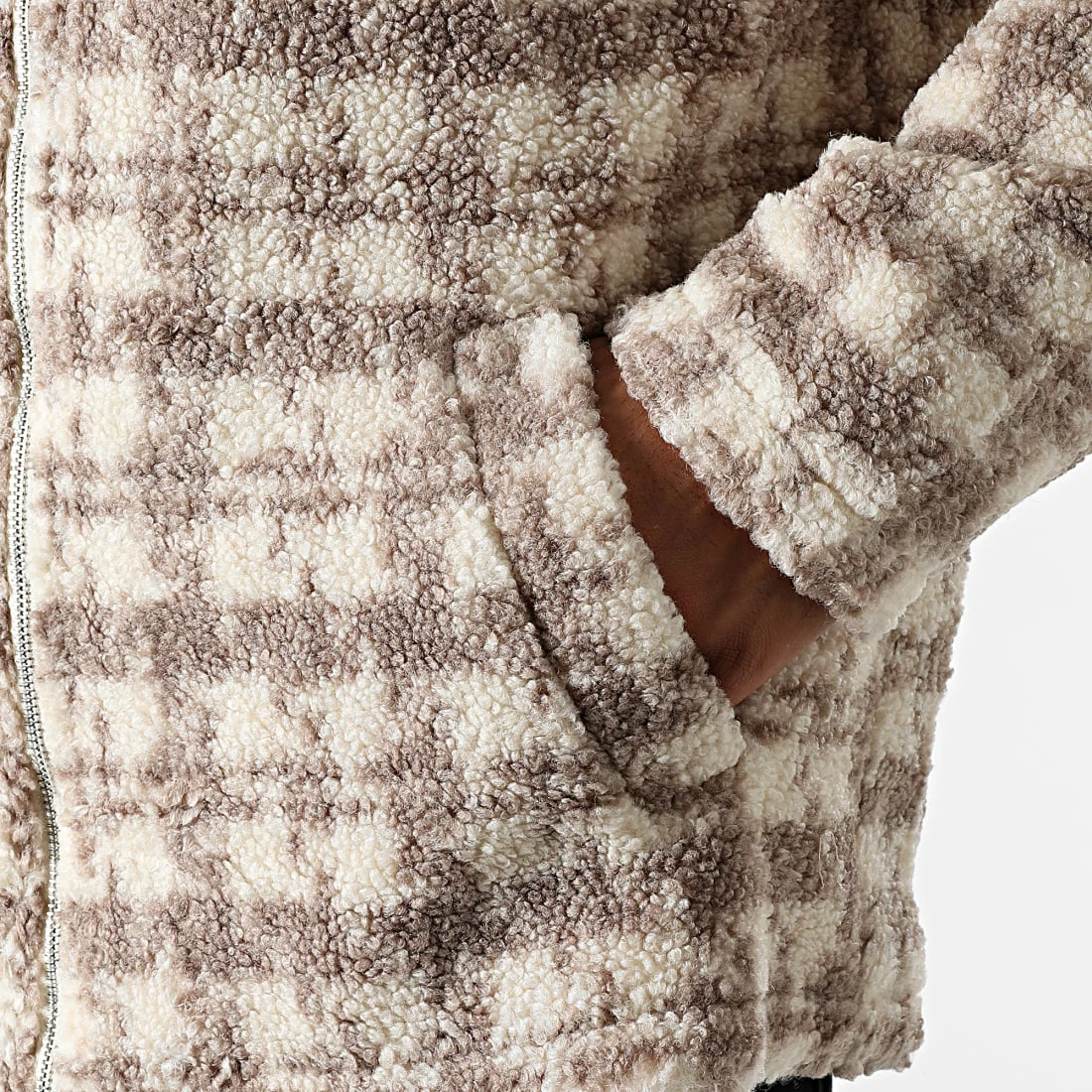 Tout neuf ✔️ Veste Zippée BM1328 Carreaux Beige Gris de Frilivin 🎁 4 Tout neuf ✔️ Veste Zippée BM1328 Carreaux Beige Gris de Frilivin 🎁 – Image 2