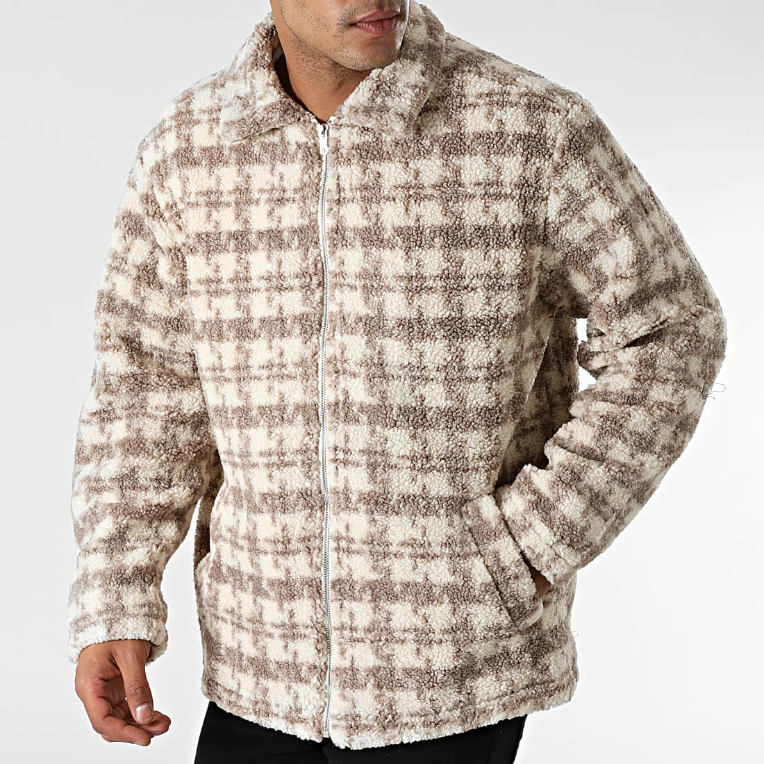 Tout neuf ✔️ Veste Zippée BM1328 Carreaux Beige Gris de Frilivin 🎁 5 Tout neuf ✔️ Veste Zippée BM1328 Carreaux Beige Gris de Frilivin 🎁 – Image 3