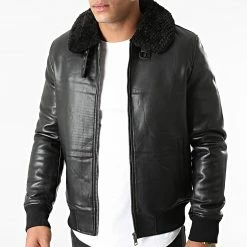 Nouveau 🔔 Veste Zippée Col Mouton QQ638 Noir de Frilivin 🌟