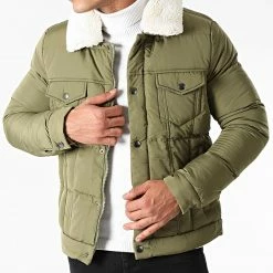Remise 🎁 Veste Zippée Col Mouton AB6659 Vert Kaki de Frilivin 🔥