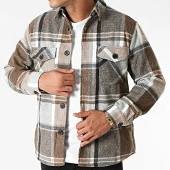 Budget 🧨 Surchemise A Carreaux HP03221 Marron de Frilivin 👏