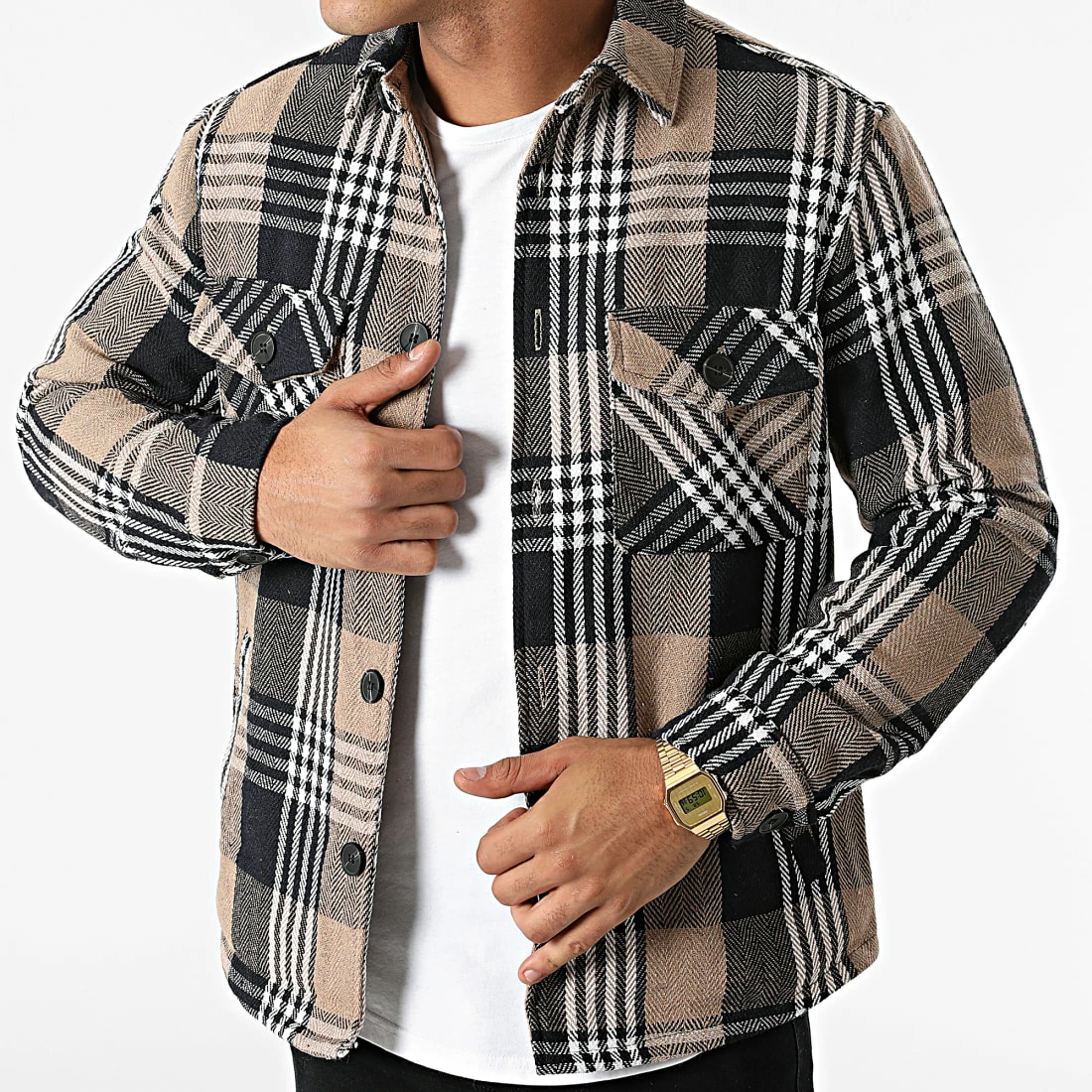 Acheter 🔔 Surchemise A Carreaux HP03219 Beige Bleu Marine de Frilivin 🥰 4 Acheter 🔔 Surchemise A Carreaux HP03219 Beige Bleu Marine de Frilivin 🥰 – Image 2