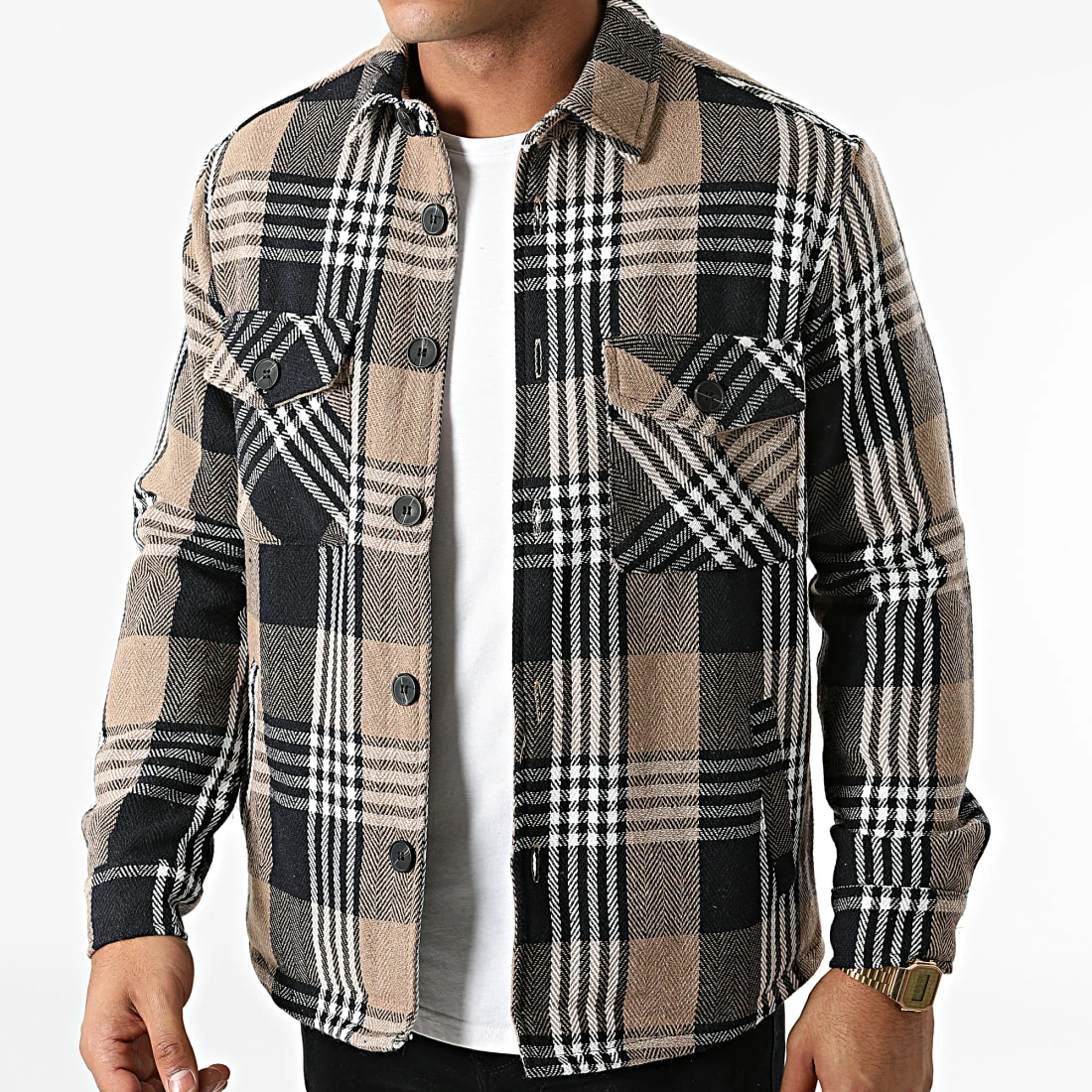 Acheter 🔔 Surchemise A Carreaux HP03219 Beige Bleu Marine de Frilivin 🥰 6 Acheter 🔔 Surchemise A Carreaux HP03219 Beige Bleu Marine de Frilivin 🥰 – Image 4