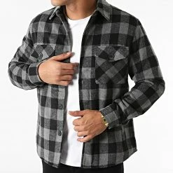 Le moins cher 💯 Surchemise A Carreaux HP03223 Gris Anthracite Noir de Frilivin 🤩