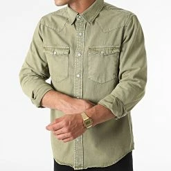 Acheter 🧨 Chemise Jean Manches Longues VJ338 Vert Kaki de Frilivin 🛒 -Promos Frilivin Magasin frilivin 279001 VJ338 2 20210813T163803 03