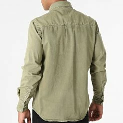 Acheter 🧨 Chemise Jean Manches Longues VJ338 Vert Kaki de Frilivin 🛒 -Promos Frilivin Magasin frilivin 279001 VJ338 2 20210813T163804 04