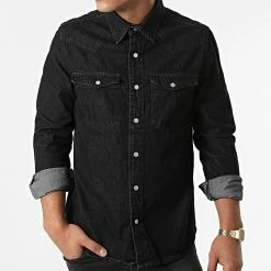 Vente flash ⌛ Chemise Jean Manches Longues VJ338 Noir de Frilivin ✔️ -Promos Frilivin Magasin frilivin 279003 VJ338 1 20210819T144137 03